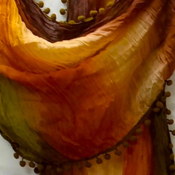 Gantz (google lens) Accessories - Vintage Gantz Boho Artsy Scarf 64"x28” Woodsy Earthy Textured Ball Tassel READ